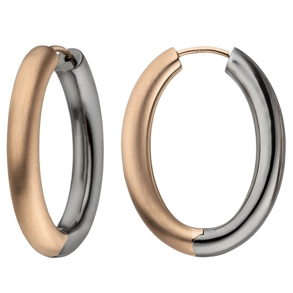 Paar Creolen 31,8Mm Klappcreolen, Oval, 925 Silber Vergoldet Ohrringe Ohrschmuck-image
