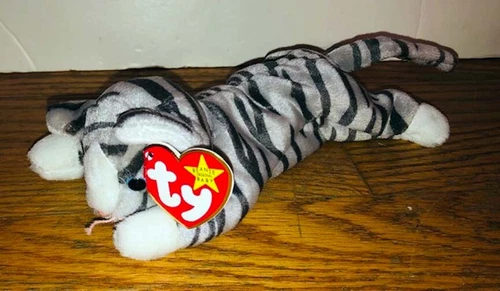 TY Beanie Baby Prance Gray Tabby Cat Plush Stuffed Animal Vintage Retired NWT