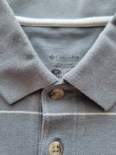Columbia Sportswear Herren Polo Kurzarm blau weiß gestreift 100% Baumwolle M - Bild 5 von 9