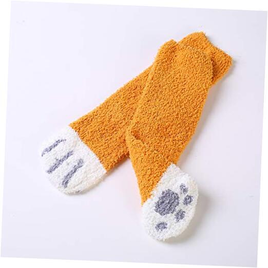 Socks Women Winter Fuzzy Cozy Plush Slipper Socks Medium 6 Pairs Cute Cat Paw-image