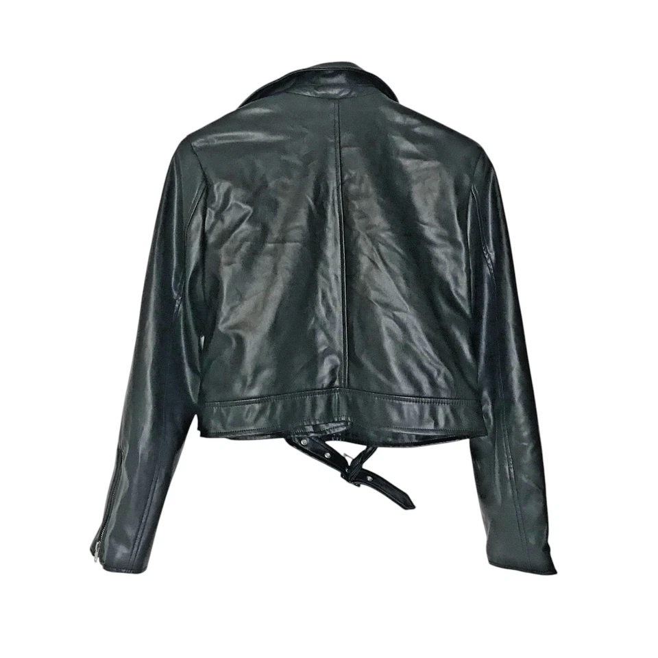 Ambiance Women's Cropped Faux Leather Moto Jacket Size S - Image 3 of 4