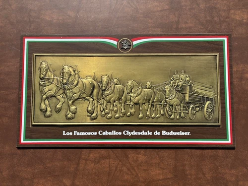 Vintage Budweiser Beer Clydesdale Horse Sign in Spanish Mexican Bar Tavern