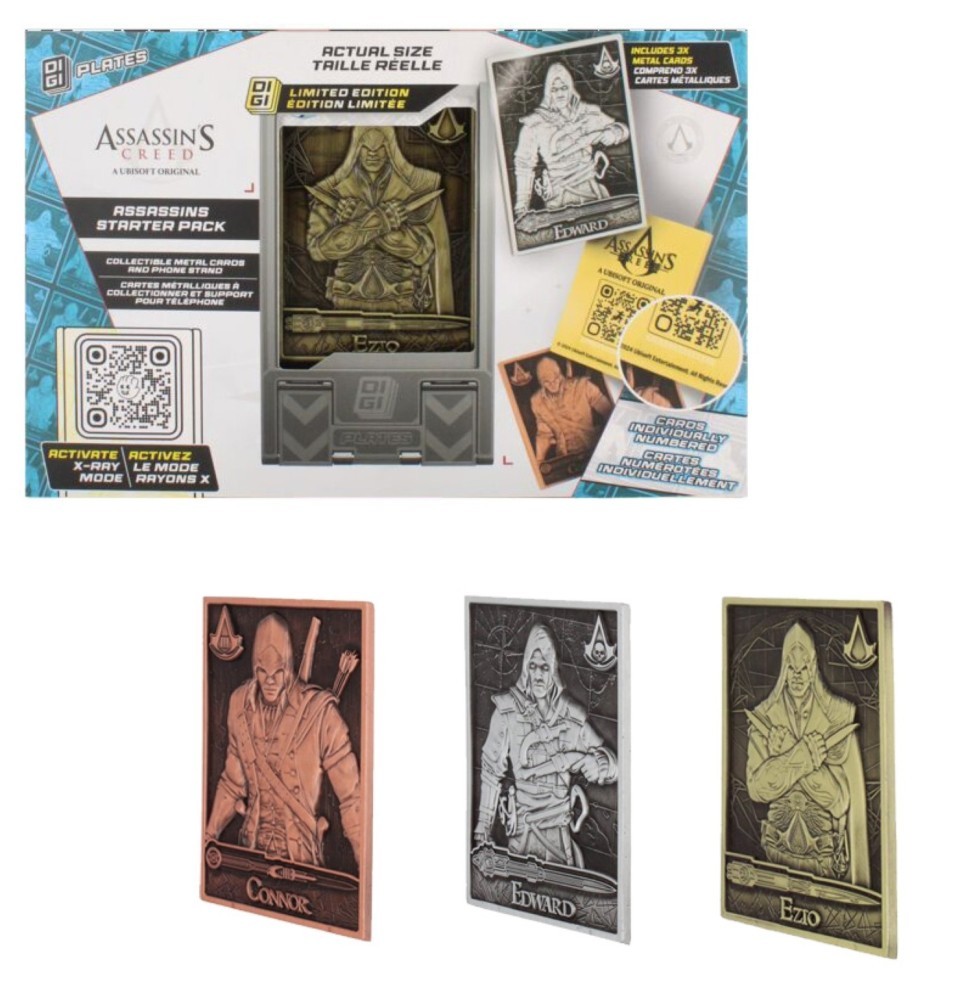 Digiplate Assassins Creed Starter Pack pack collection 3 cartes metal avec stand exposition