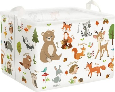 Collapsible Words Animals Kid Book Toy Storage Basket Bear Raccoon Clothes