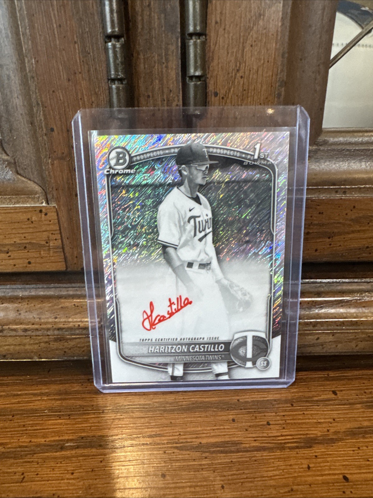SSP! HARITZON CASTILLO 2025 BOWMAN CHROME 1ST BLACK WHITE SHIMMER RED AUTO