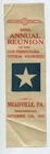 Civil War Annual Reunion 111th Veteran Volunteers Meadville PA 1919 Ribbon