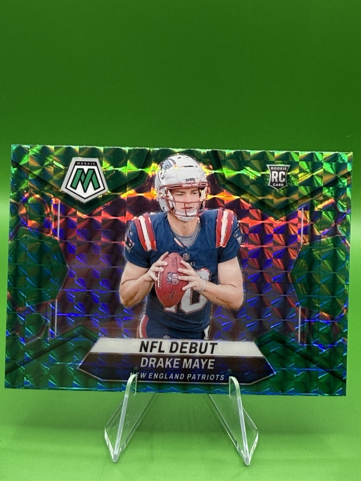 2024 Panini Mosaic Green Mosaic Prizm Rookie Drake Maye NFL Debut #273 Patriots