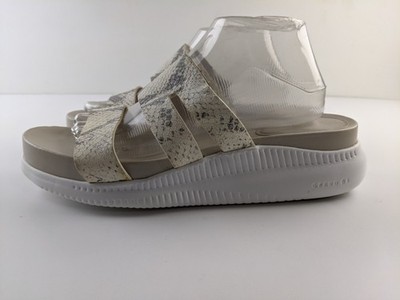 Cole Haan 2.Zero Grand Os Slide Women 11 B Snake Print Leather Sandal Platform