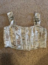 Pretty Little Thing Satin Green And Gold Corset Women  s Size 8 Zipper