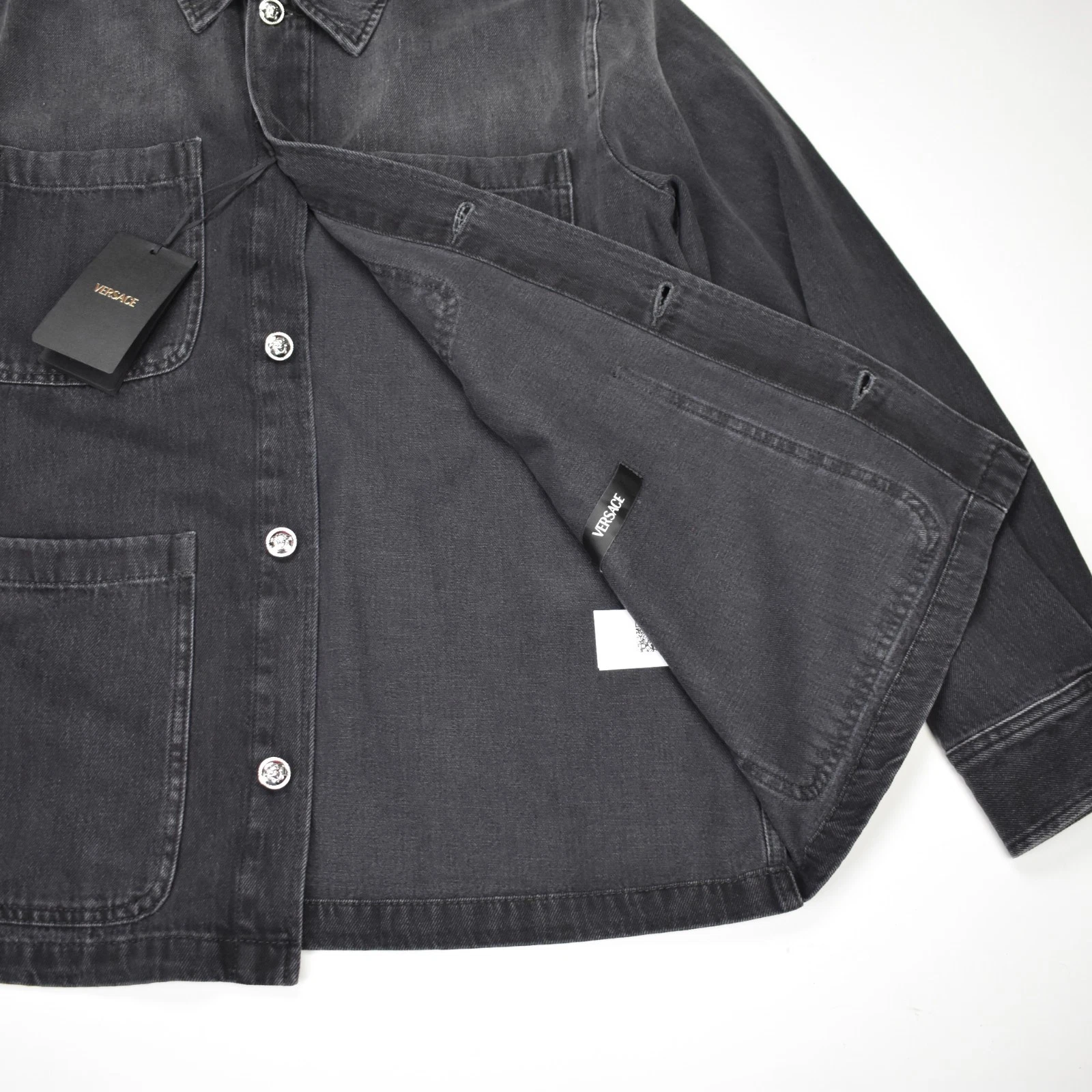 NWT $1695 VERSACE Black Denim Medusa Logo Chore Coat Jacket Mens XL 54 AUTHENTIC - product detail image 6