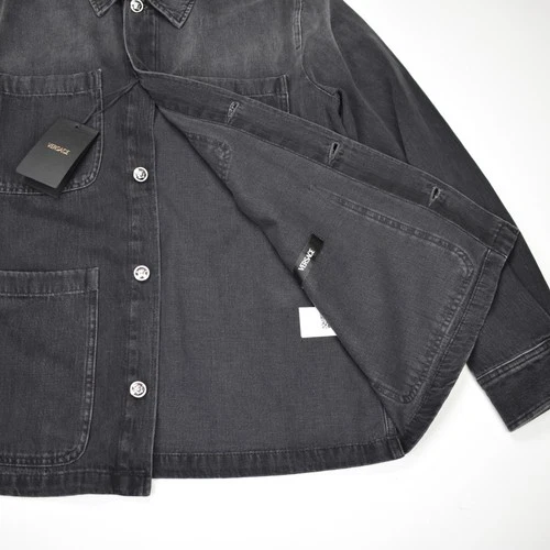 NWT $1695 VERSACE Black Denim Medusa Logo Chore Coat Jacket Mens XL 54 AUTHENTIC image 6