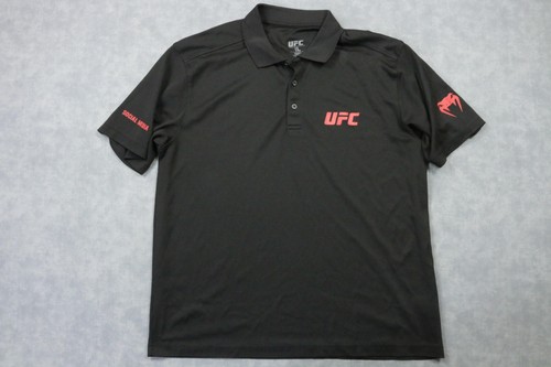 UFC Social Media Polo Shirt Mens Large Black UFC MMA Staff Top 100% Polyester