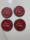 Vintage Set Of 4 Coca-Cola Leather Metal Cork Coasters Have a Coke 1999