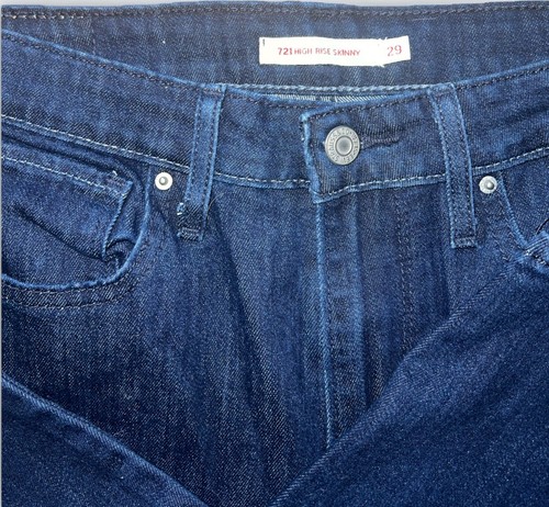 Levi's 721 High Rise Skinny Blue Jeans Stretch Women's Size 29 Dark Wash - Picture 7 of 13