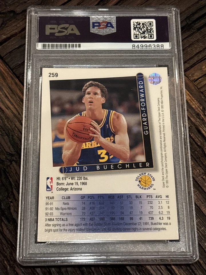 1993-94 Upper Deck #259 Jud Buechler Signed Auto Autographed PSA/DNA Authentic - Image 2 of 2
