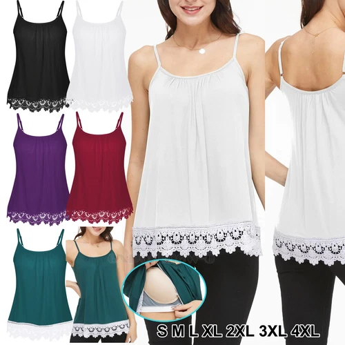 Women with Built in Bra Flowy Shelf Bra Tank Top Padded Adjustable Straps Cami - Picture 1 of 36