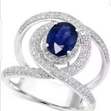 Solid Sterling silver 925 Ring With CZ Blue Stones