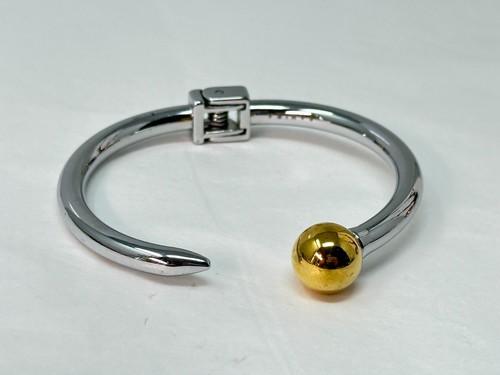 Beautiful SAHIRA Silvertone Goldtone Hinged Cuff Bracelet