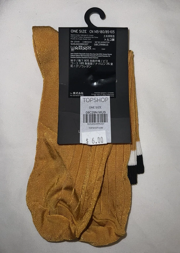 TOPSHOP Mustard Yellow Ankle Socks / One Size / *NEW* - Image 3 of 4