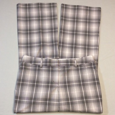 Express Editor Gray White Plaid Poly Blend Zip Hook Flat Front Pants Women's 6