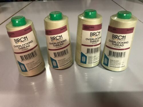 BIRCH POLYESTER OVERLOCKER THREAD 2500MT : NATURAL - PACK OF 4  SPOOLS - Photo 1/2