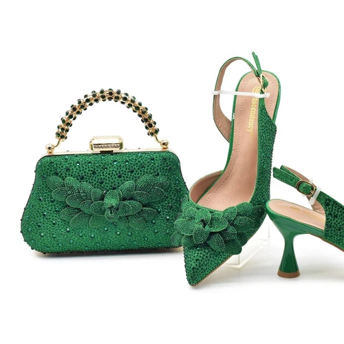 African Italian With Matching Bag Wedding Shoes And Bag Set Sandals Bridal Shoes - Picture 18 of 25