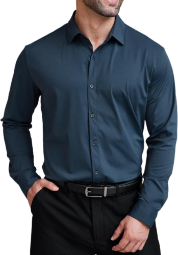 Mens Dress Shirts Long Sleeve 4-Way Stretch Wrinkle Free Shirts Button down Busi