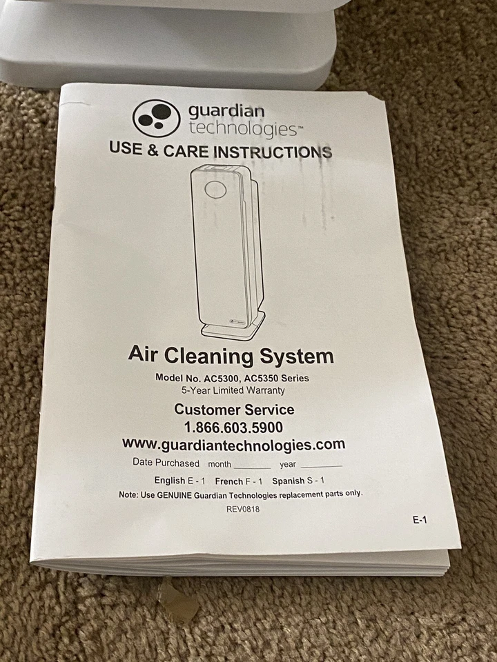 Germ Guardian AC5350W - Purificador de Aire Filtro HEPA Verdadero, 28 Pulgadas, Blanco Usado LIMPIO Foto 2 de 4