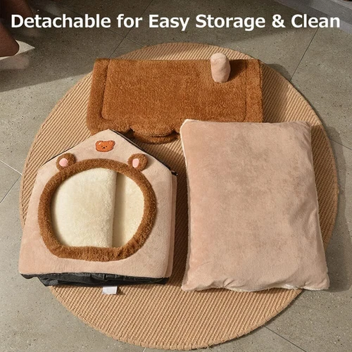 Dog house, pet dog bed, small dog winter warm plush cat bed - Picture 8 of 16