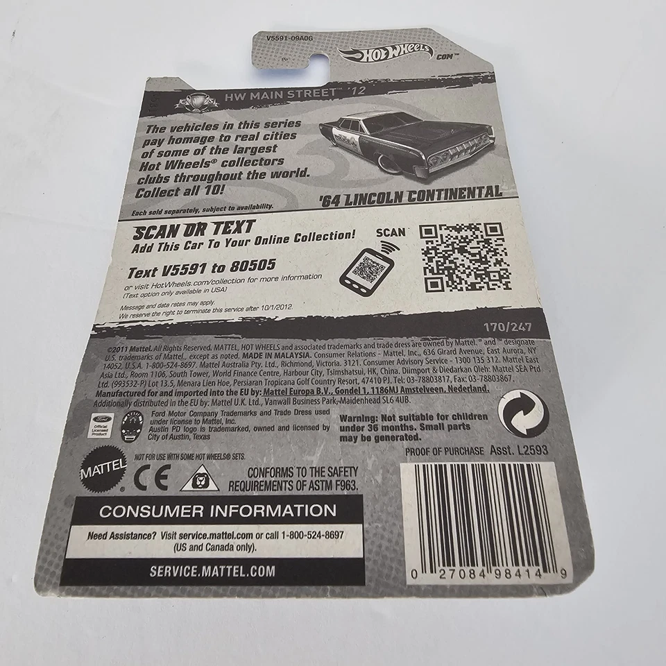 2011 Mattel HW Main Street '12 Hot Wheels '64 Lincoln Continental 170/247 - Image 2 of 3