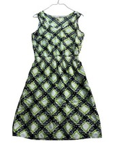 Banana Republic Dress Womens Size 4 Sleeveless Cinch Waist Green Black Lined