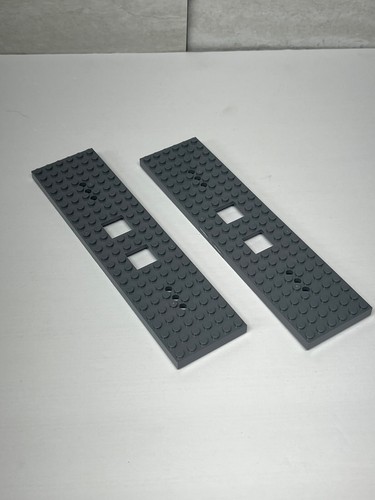Lot Of LEGO Train Base 6x24 3 Holes 2x2 Cutout Bark Bluish Gray 92088 ...