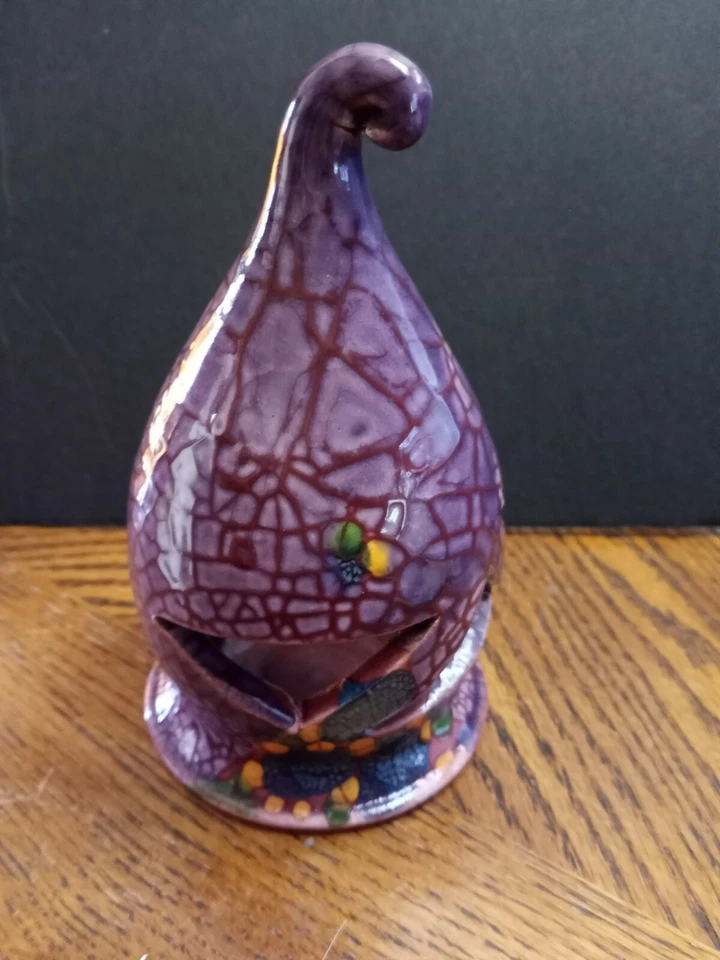 Чайный светильник из красной глины фиолетовый с дизайном - Изображение 2 из 4