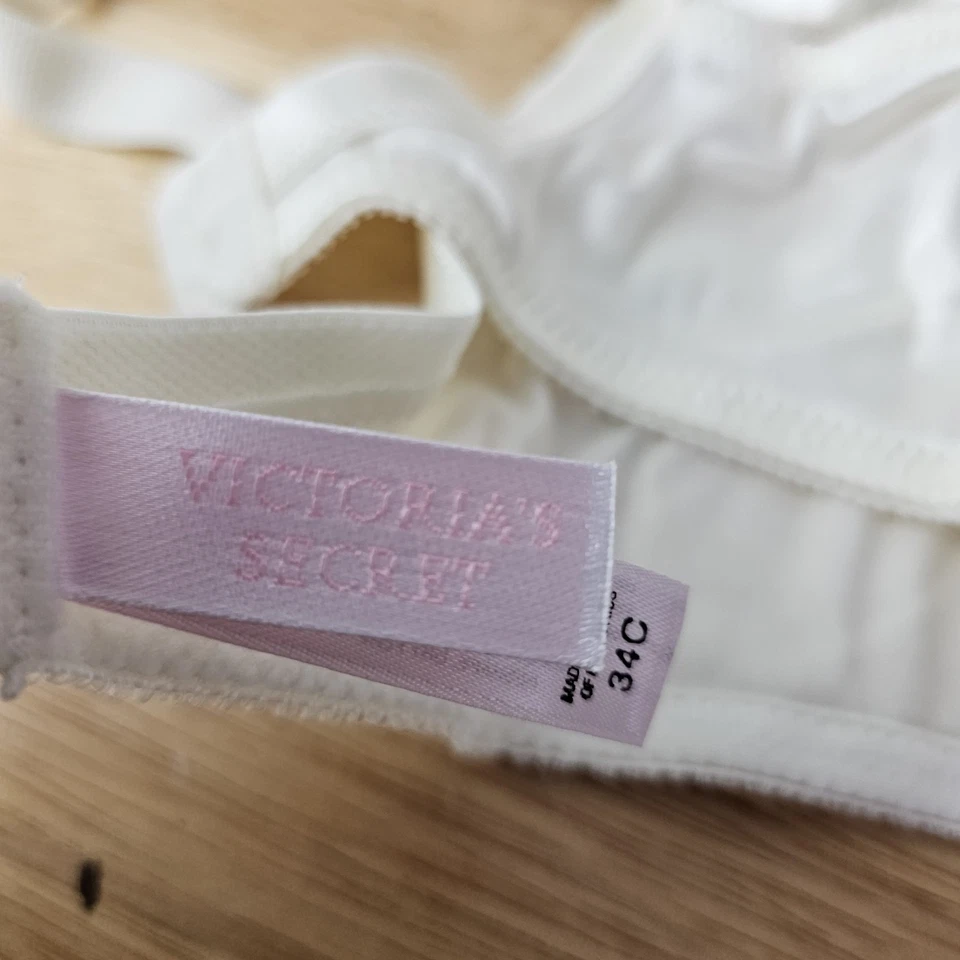 Victoria’s Secret Second Skin Satin Ivory Bra 34C Shiny Push Up Y2K Bridal - Image 2 of 4