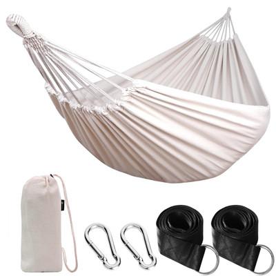 Hängematte Outdoor Baumwolle Tragbar mit Reisetasche Garten Camping Balkon 200cm