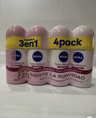 4 Pack Nivea Natural Tone Roll on antiperspirant Satin Effect 