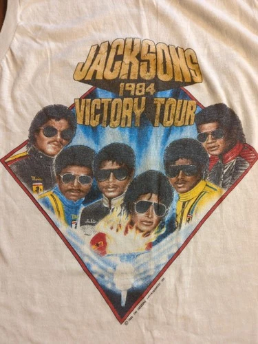 80s The Jackson 5 Victory Tour Tank T Shirt Med 1980s vintage concert t-shirt, vintage, size M, single stitch, B+ condition