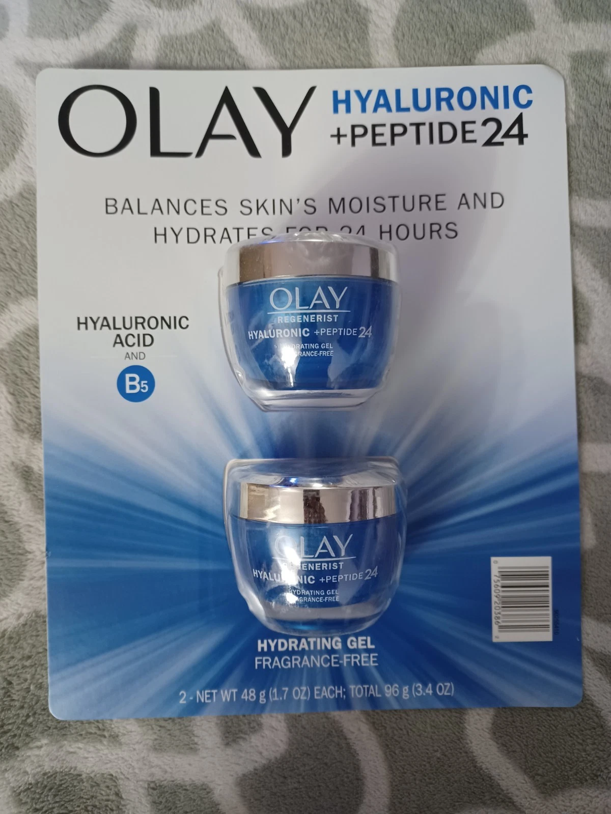Olay Hyaluronic + Peptide 24 Hydrating Gel Fragrance Free 2 Pack - 1.7oz Ea