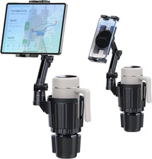Cup Holder Tablet Mount, Ipad Cup Holder Car Mount with Adjustable Arm for Table
