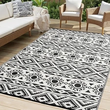 Outdoor Rug Waterproof 5X8 Ft, Reversible Outdoor Plastic Straw Rug Patio Rug, R
