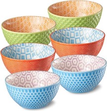 12 Oz Dessert Bowls Set of 6, 4.8 Inch Small Porcelain Ice Cream Bowls Set, C
