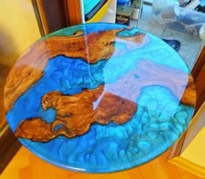 36" Ocean Wave Round Coffee Table Living Room Kitchen Hotel Balcony Furniture