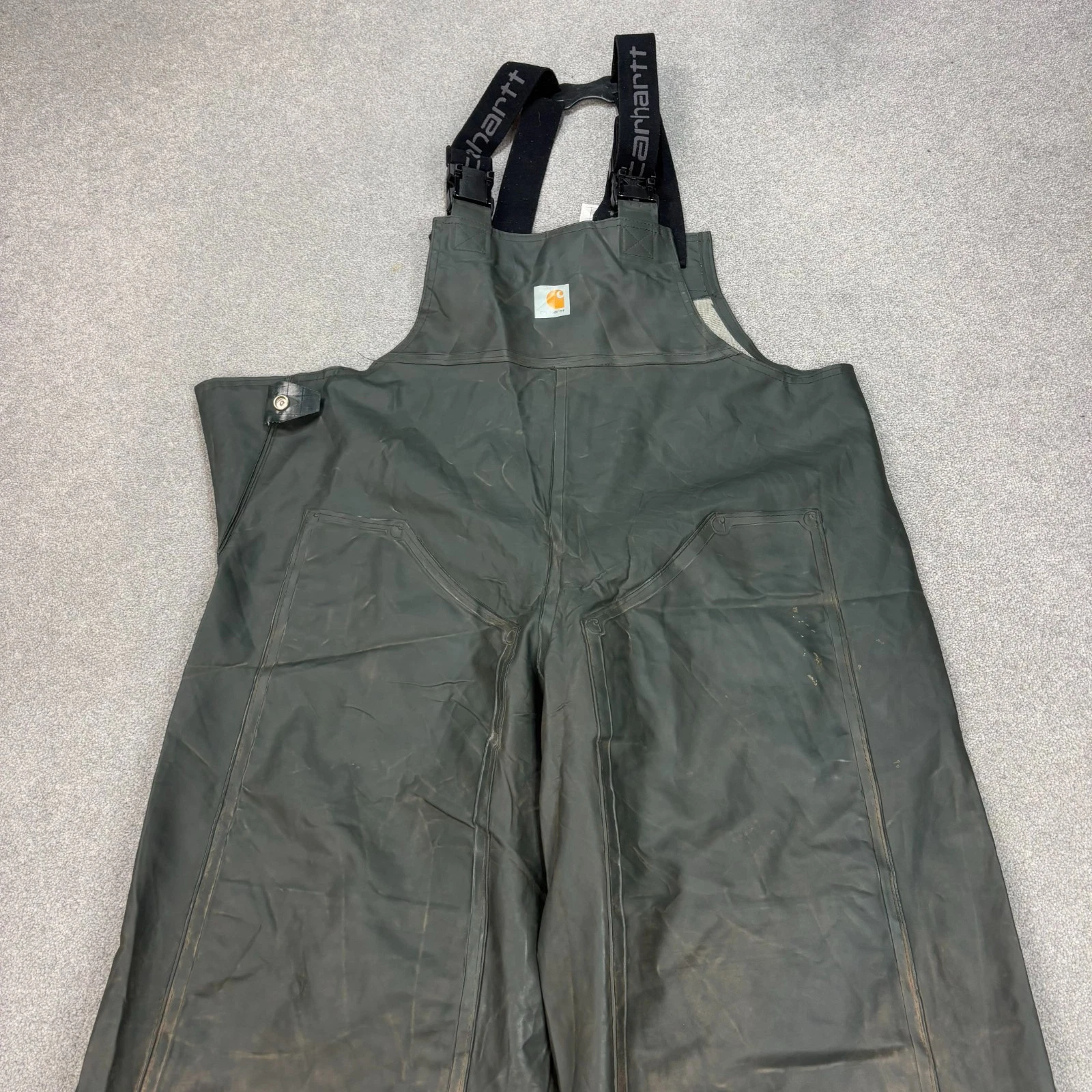 Carhartt Dungarees Adult 42x28 Grey Overalls Surrey Rain PVC Polyvinyl Men*