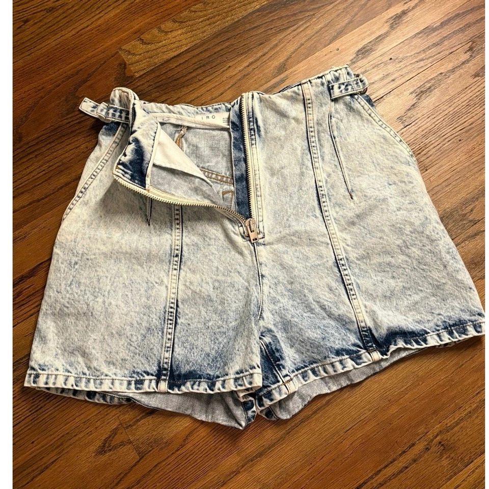 Pantalones Cortos Vaqueros IRO PARIS Hechos en Italia Jean Powelly Puños Lavado Ácido Tiro Alto 40 Foto 4 de 4