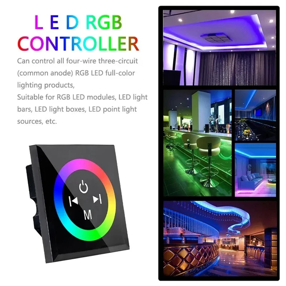 DC12-24V 4A *3CH Wall Mounted Touch Switch Glass Panel Controller For RGB LED - Image 2 of 4
