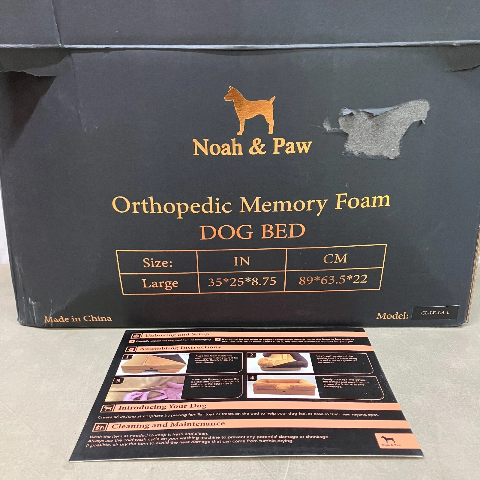 Noah & Paw Orthopedic Memory Foam Dog Bed Large 35x25x8.75 Washable Pet Bed
Opens in a new window or