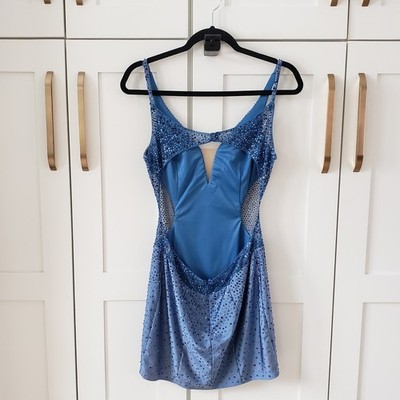 Faviana Dress Womens 6 Blue Short Backless Mini Rhinestone Beaded Prom |  eBay