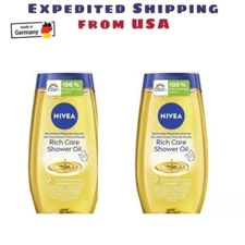 2xNIVEA RICH CARE Shower Oil for Dry Skin, Natural Pampering, 200ml (6.7 fl. oz)