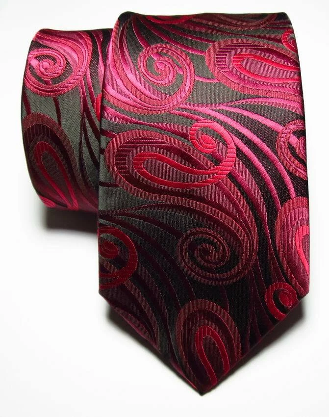 Nueva Corbata Clásica Paisley Roja Negra TEJIDA JACQUARD Seda Para Hombre Foto 2 de 2