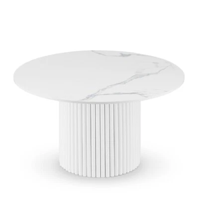 Pierre Table basse ronde striée FABRIQUÉ À LA MAIN Table basse striée en pierre - Photo 1/4